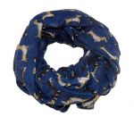 Modrý šátek s motivem barevných jezevčíků - dlouhý šál