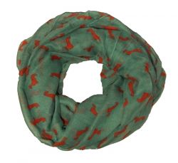 Zelený šátek s červenými jezevčíky